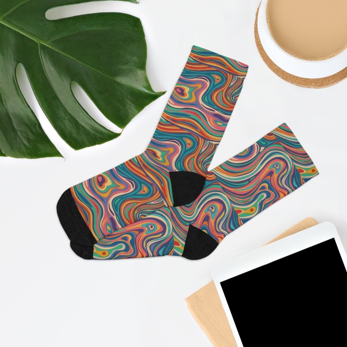 Socks - Retro Ripple - Colorful Recycled Poly Funky Sock Gift Eco - Friendly - Retro Collection 47241384596522072455 Earthbound Pacific