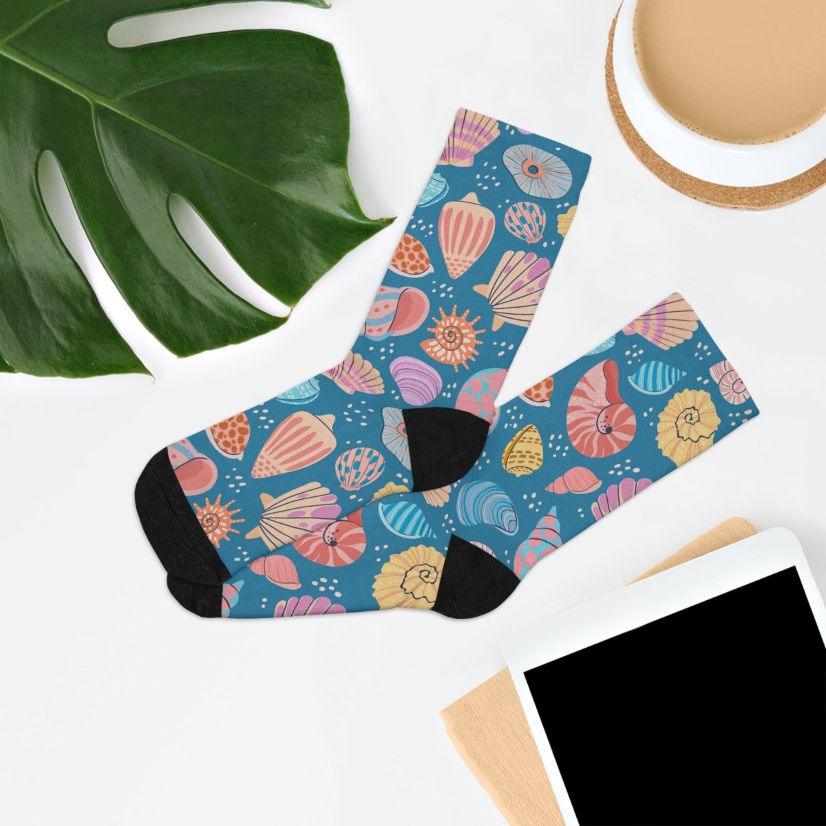 Socks - Seashell Treasure - Ocean Sea Life Collection Eco - Friendly Recycled Poly 13267091087818387508 Earthbound Pacific