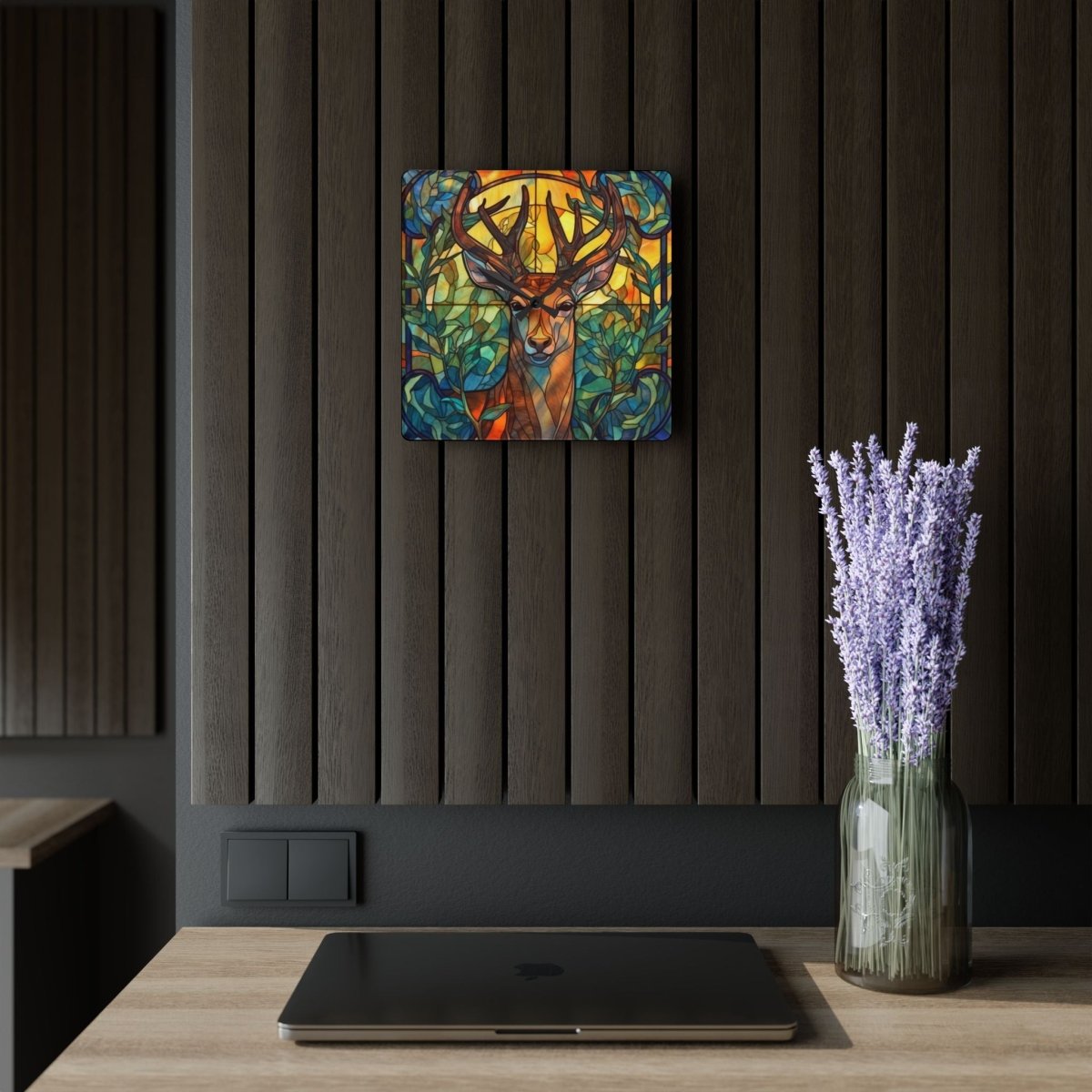 Stained Glass Deer Acrylic Wall Clock - Nature Inspired Home Decor 16238065352647228739 Earthbound Pacific