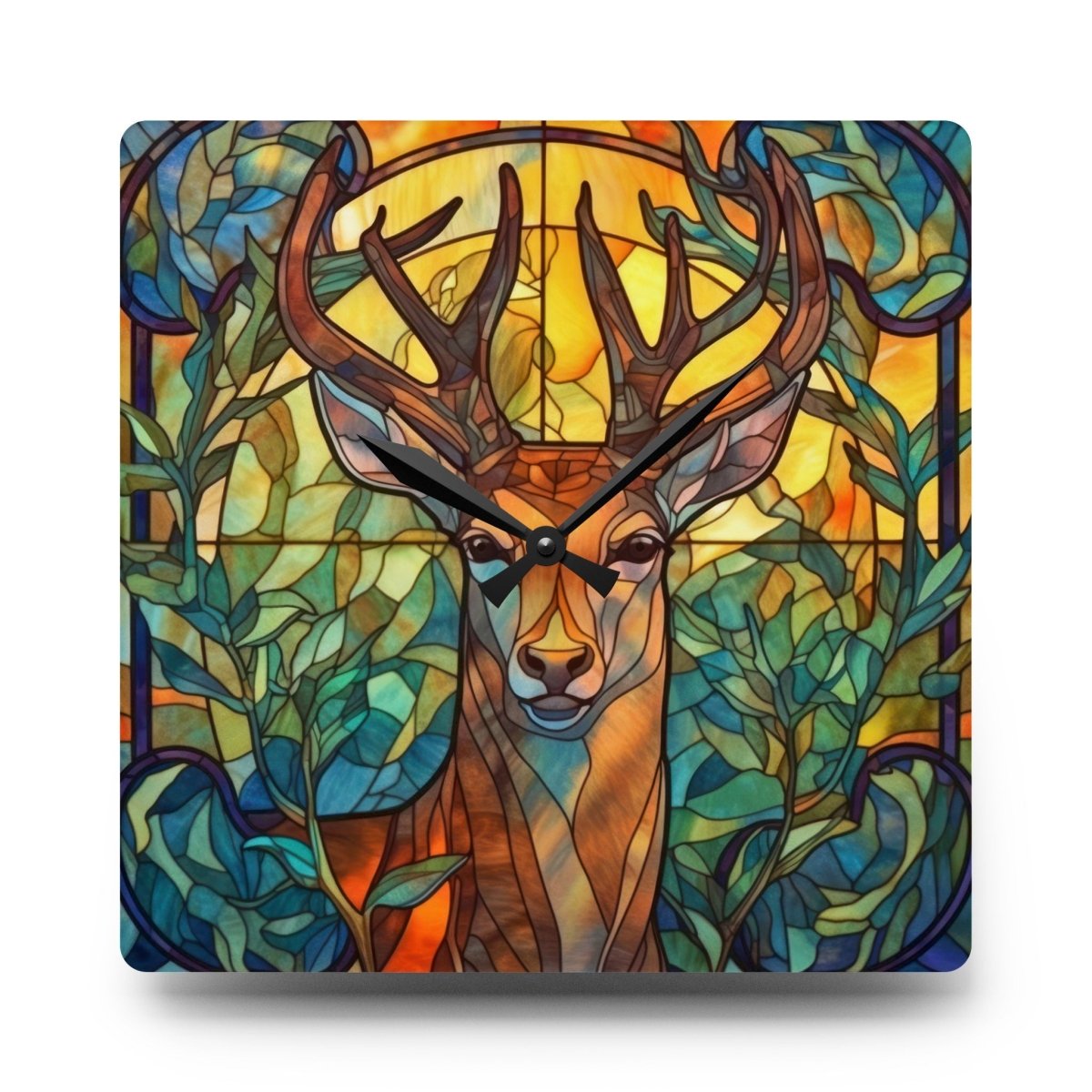 Stained Glass Deer Acrylic Wall Clock - Nature Inspired Home Decor 16238065352647228739 Earthbound Pacific