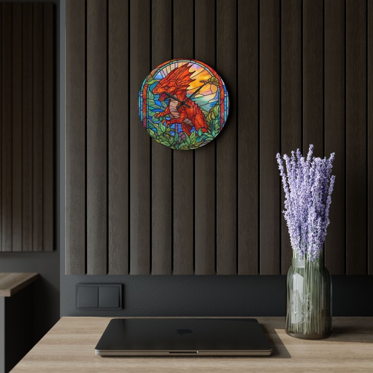 Stained Glass Dinosaur Wall Clock 24268902612216847139 Earthbound Pacific