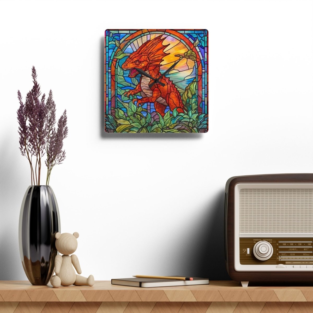 Stained Glass Dinosaur Wall Clock 24268902612216847139 Earthbound Pacific