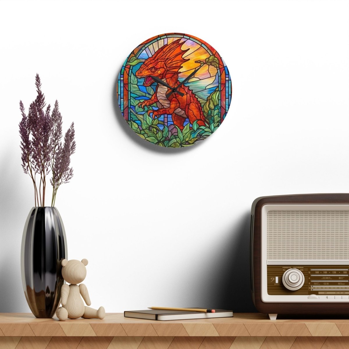 Stained Glass Dinosaur Wall Clock 24268902612216847139 Earthbound Pacific