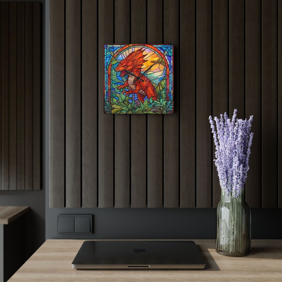 Stained Glass Dinosaur Wall Clock 24268902612216847139 Earthbound Pacific