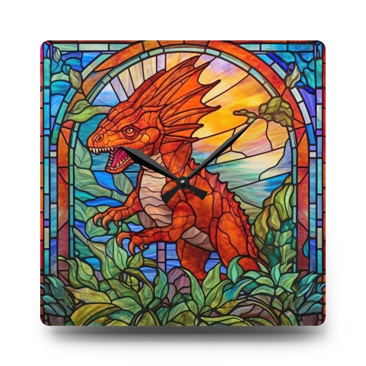 Stained Glass Dinosaur Wall Clock 14696381177760029524 Earthbound Pacific