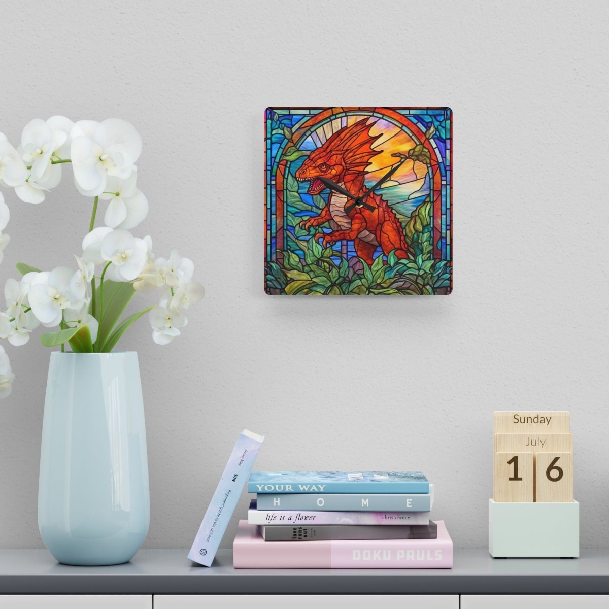 Stained Glass Dinosaur Wall Clock 24268902612216847139 Earthbound Pacific
