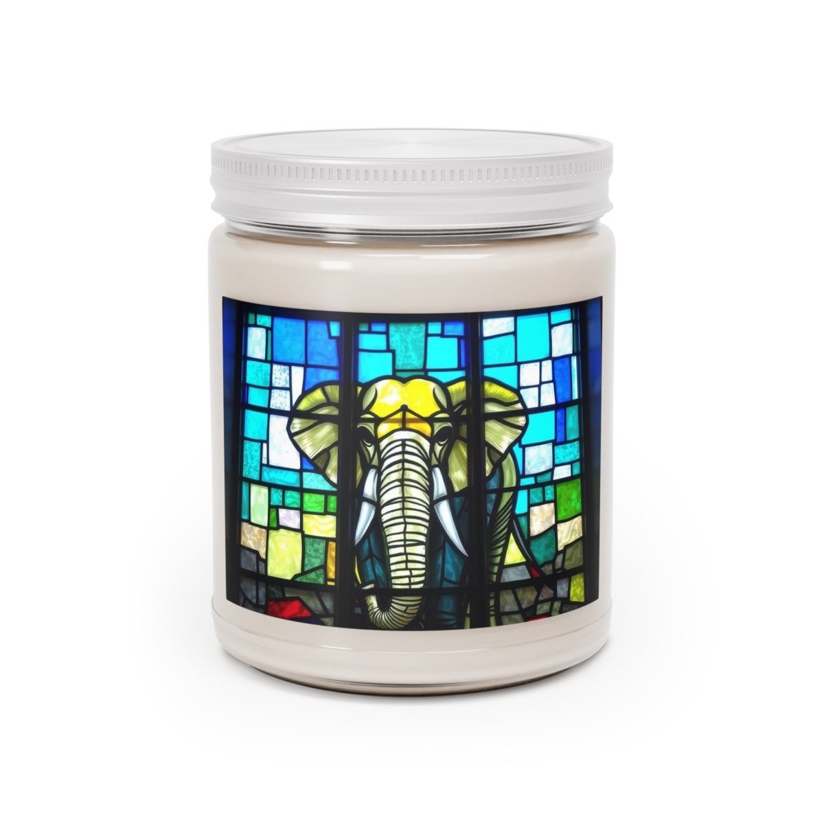 Stained Glass Elephant Design Scented Candles, 9oz - Earthbound Pacific