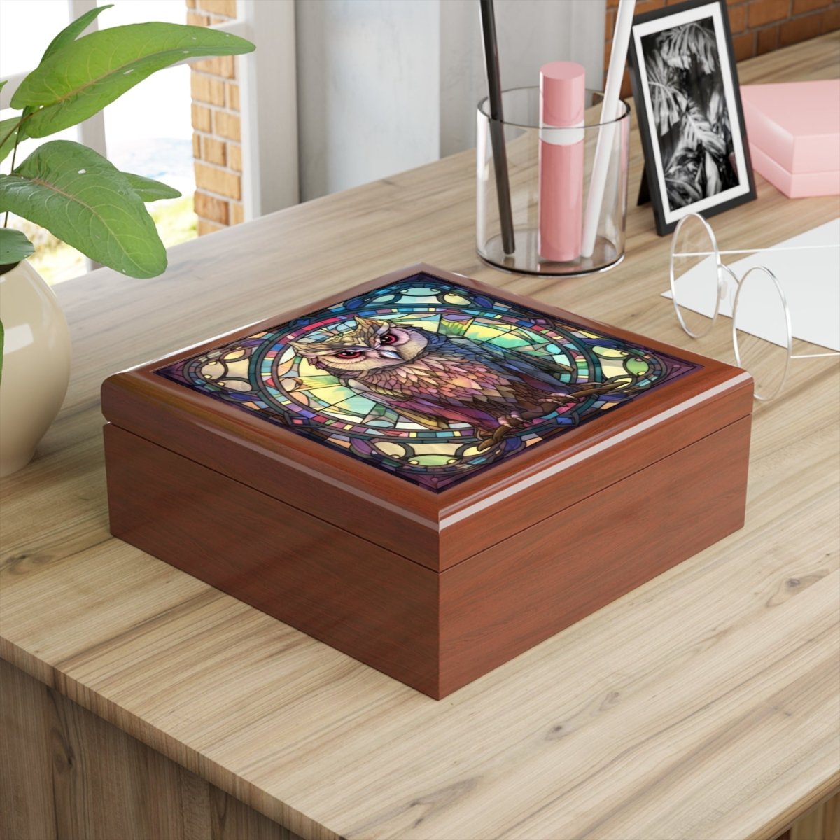 Stained Glass Owl Jewelry Box - Elegant Organizer for Keepsakes & Gifts 13630334814152629028 Earthbound Pacific