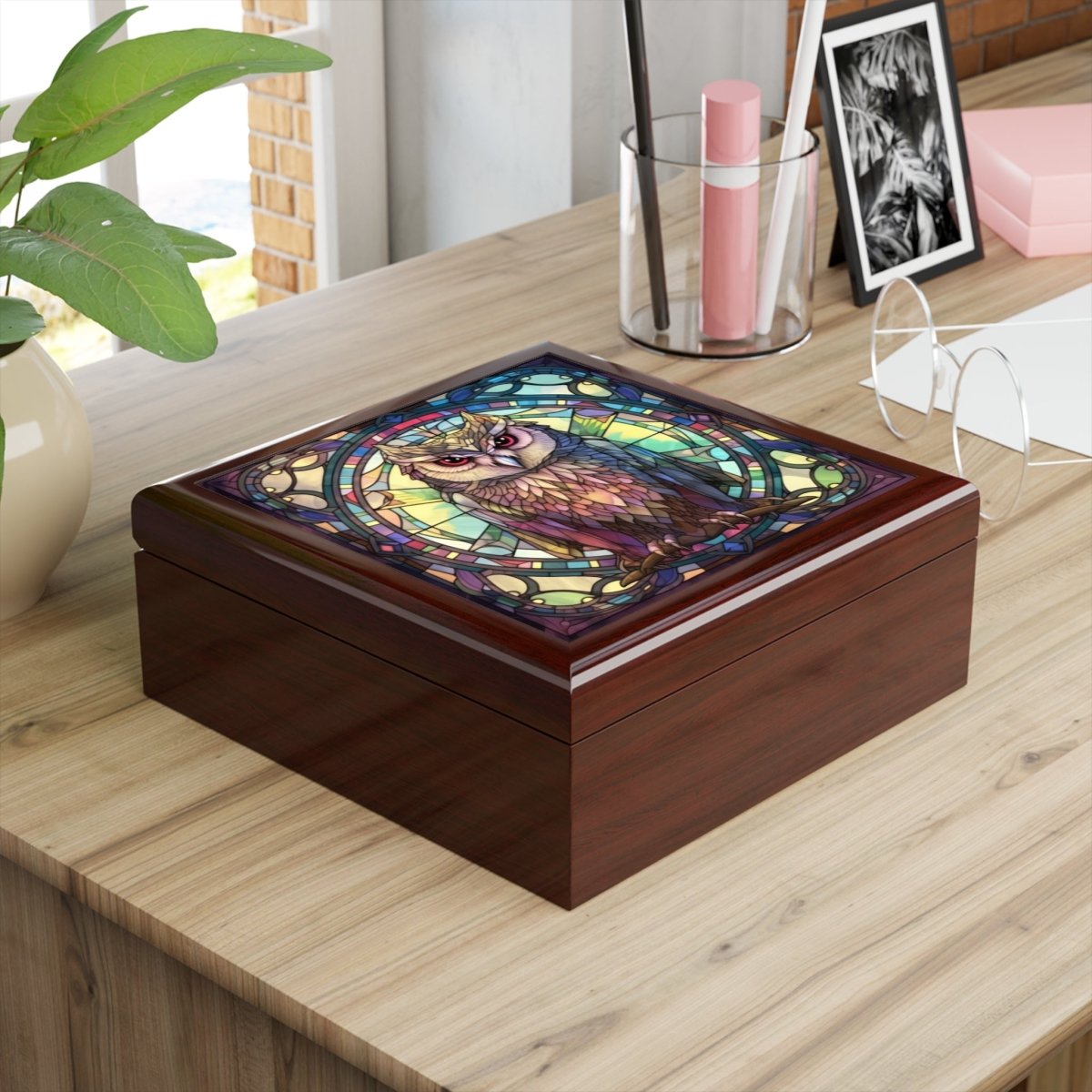 Stained Glass Owl Jewelry Box - Elegant Organizer for Keepsakes & Gifts 13630334814152629028 Earthbound Pacific