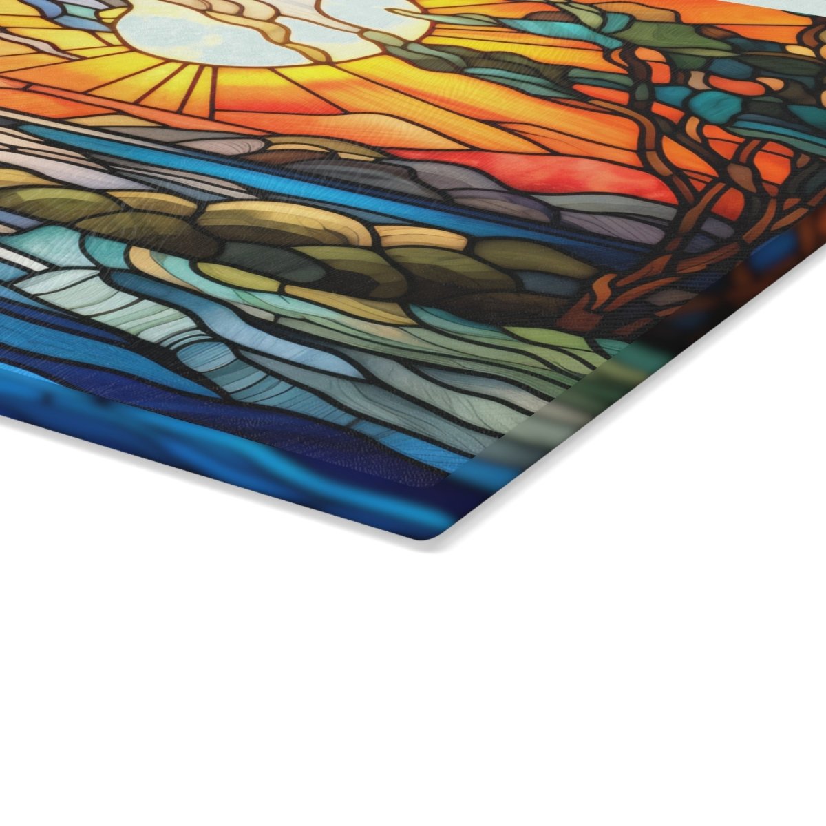 Stained Glass Sunset Cutting Board - Artisanal Kitchen Decor for Cooking and Entertaining 18410115404921051886 Earthbound Pacific