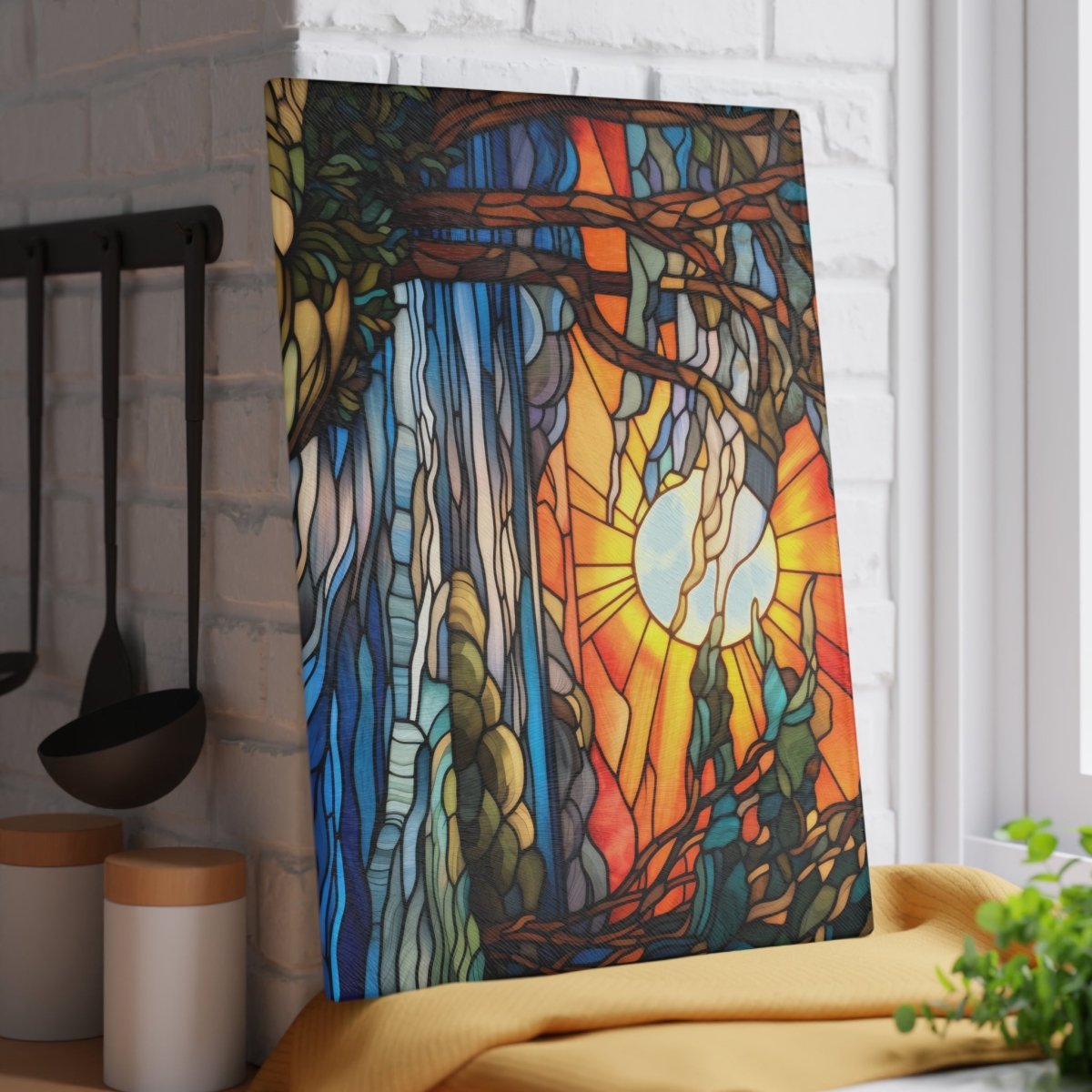 Stained Glass Sunset Cutting Board - Artisanal Kitchen Decor for Cooking and Entertaining 18410115404921051886 Earthbound Pacific