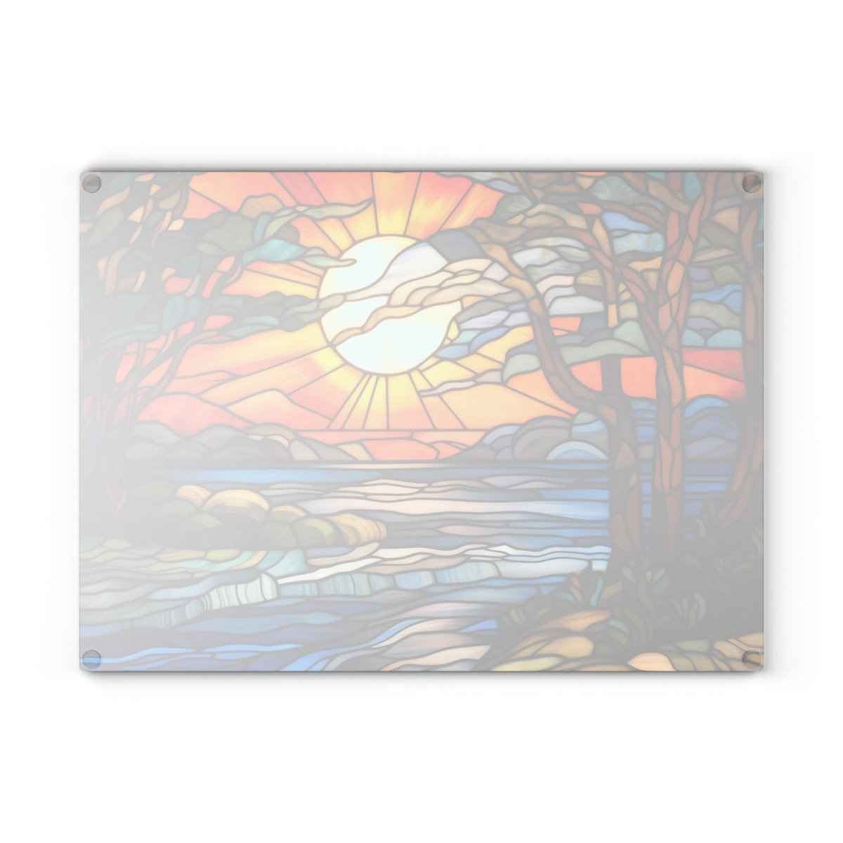 Stained Glass Sunset Cutting Board - Artisanal Kitchen Decor for Cooking and Entertaining 18410115404921051886 Earthbound Pacific