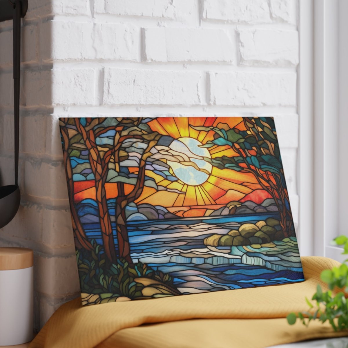Stained Glass Sunset Cutting Board - Artisanal Kitchen Decor for Cooking and Entertaining 18410115404921051886 Earthbound Pacific
