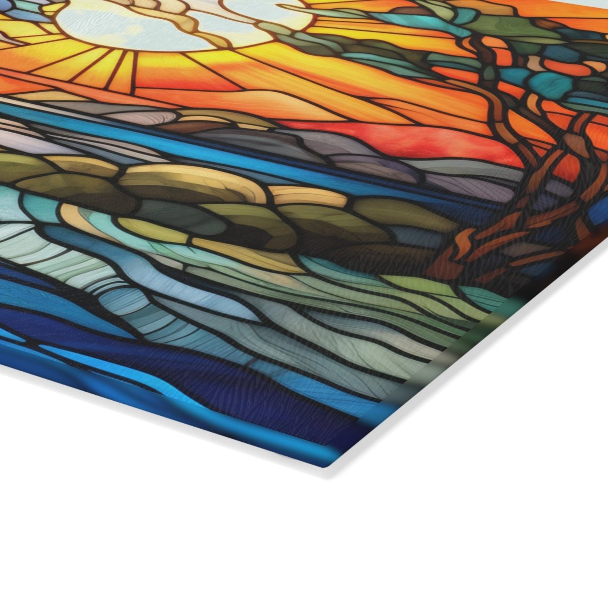 Stained Glass Sunset Cutting Board - Artisanal Kitchen Decor for Cooking and Entertaining 18410115404921051886 Earthbound Pacific