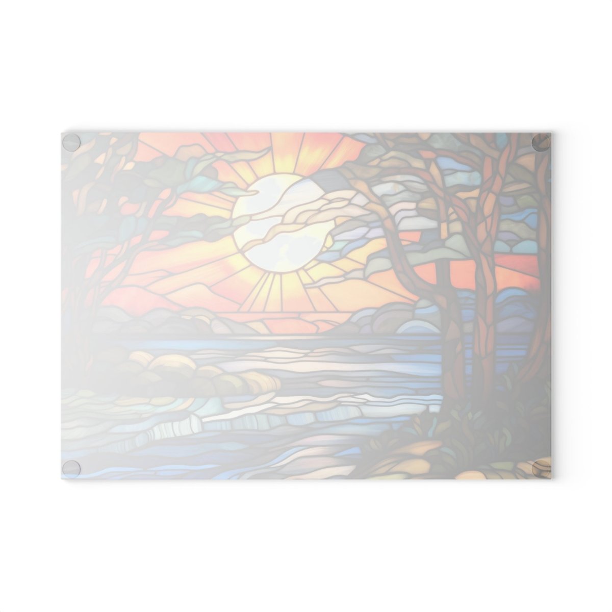 Stained Glass Sunset Cutting Board - Artisanal Kitchen Decor for Cooking and Entertaining 18410115404921051886 Earthbound Pacific