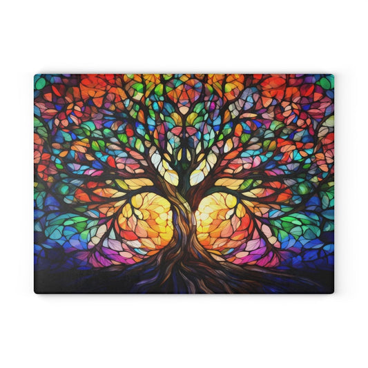 Stained Glass Tree of Life Design Cutting Board - Colorful Kitchen Decor for Nature Lovers 19263721567109081383 Earthbound Pacific