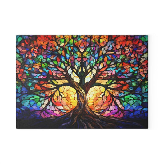 Stained Glass Tree of Life Design Cutting Board - Colorful Kitchen Decor for Nature Lovers 18387535937292029650 Earthbound Pacific