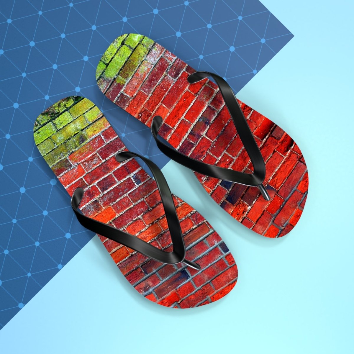 Stylish Red brick wall design Flip Flops 24153948747418451223 Earthbound Pacific