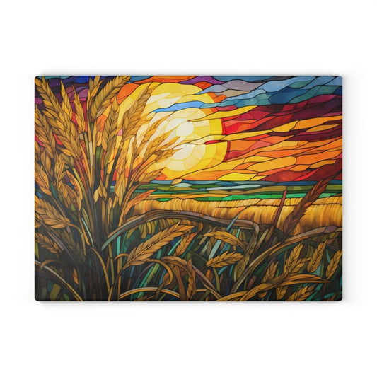 Sunset Wheat Glass Cutting Board - Colorful Kitchen Decor for Culinary Enthusiasts 19541526852463591741 Earthbound Pacific