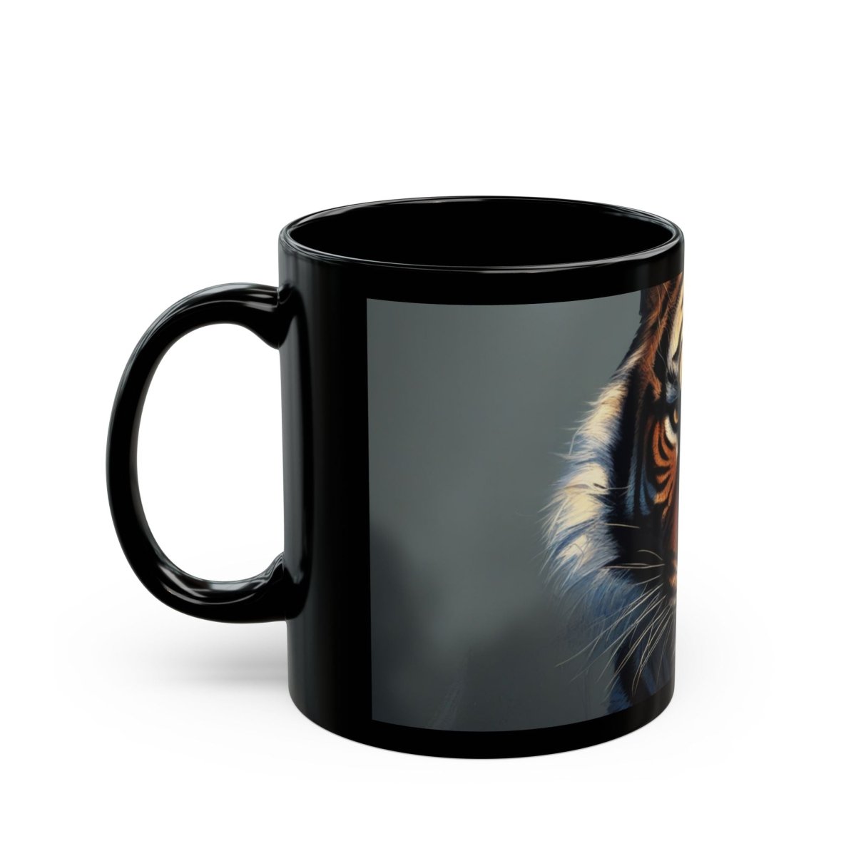 Tiger Face Designer Black Coffee Mug - Earthbound Pacific