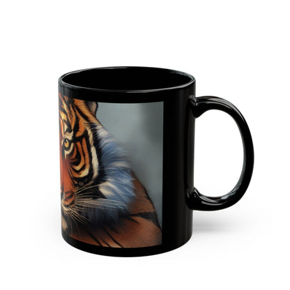 Tiger Face Designer Black Coffee Mug - Earthbound Pacific