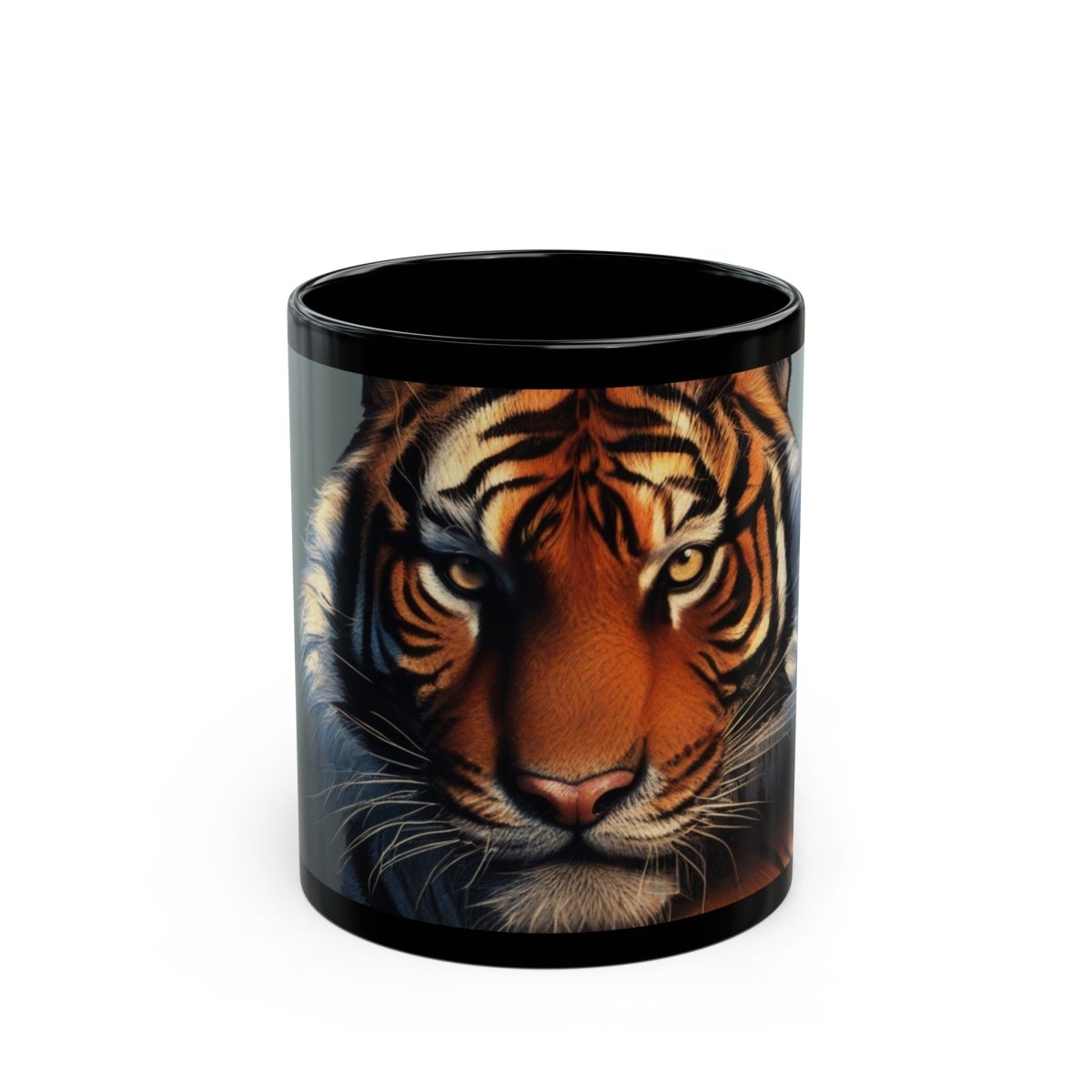 Tiger Face Designer Black Coffee Mug - Earthbound Pacific