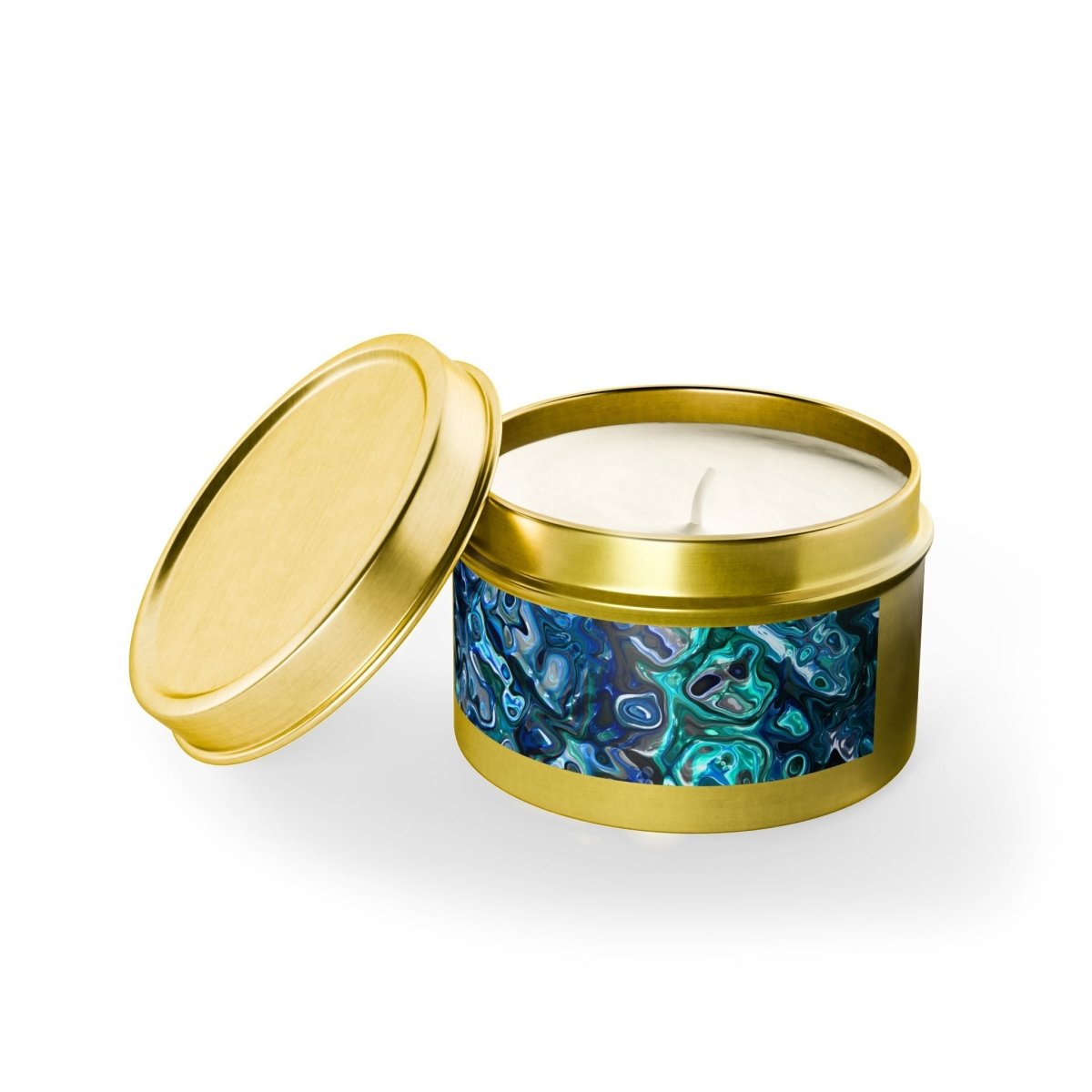 Tin Candles, Ocean - Inspired New Zealand Paua Abalone Design Relaxing Home Decor - Earthbound Pacific