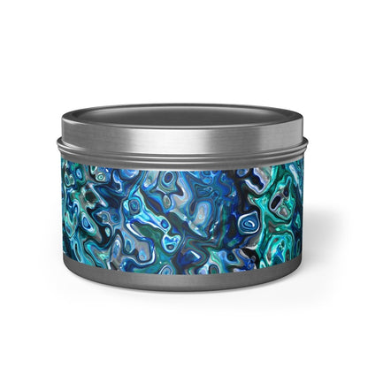 Tin Candles, Ocean - Inspired New Zealand Paua Abalone Design Relaxing Home Decor - Earthbound Pacific