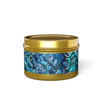 Tin Candles, Ocean - Inspired New Zealand Paua Abalone Design Relaxing Home Decor - Earthbound Pacific