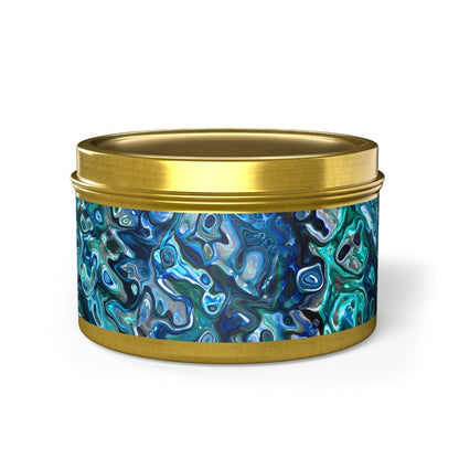 Tin Candles, Ocean - Inspired New Zealand Paua Abalone Design Relaxing Home Decor - Earthbound Pacific
