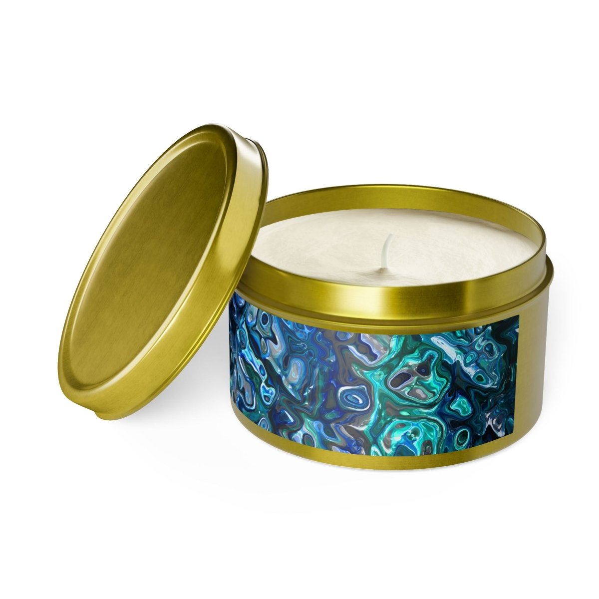 Tin Candles, Ocean - Inspired New Zealand Paua Abalone Design Relaxing Home Decor - Earthbound Pacific