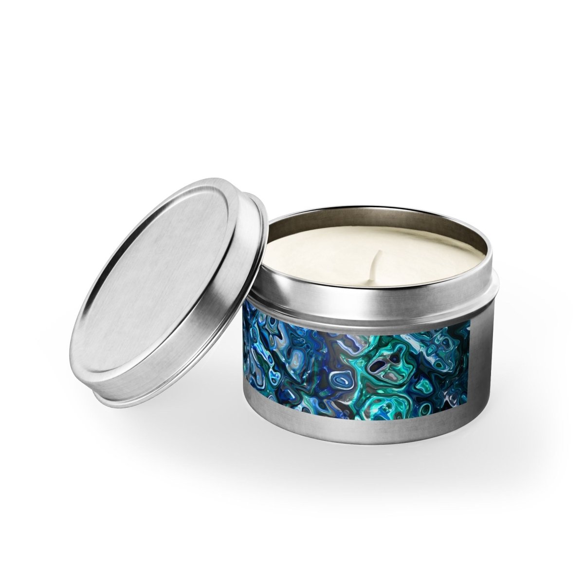 Tin Candles, Ocean - Inspired New Zealand Paua Abalone Design Relaxing Home Decor - Earthbound Pacific