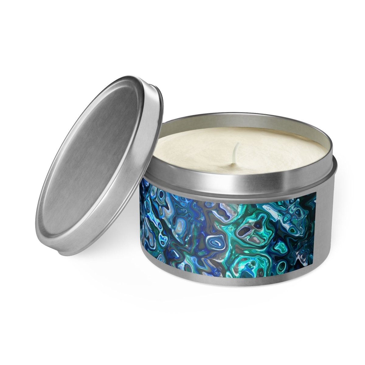 Tin Candles, Ocean - Inspired New Zealand Paua Abalone Design Relaxing Home Decor - Earthbound Pacific