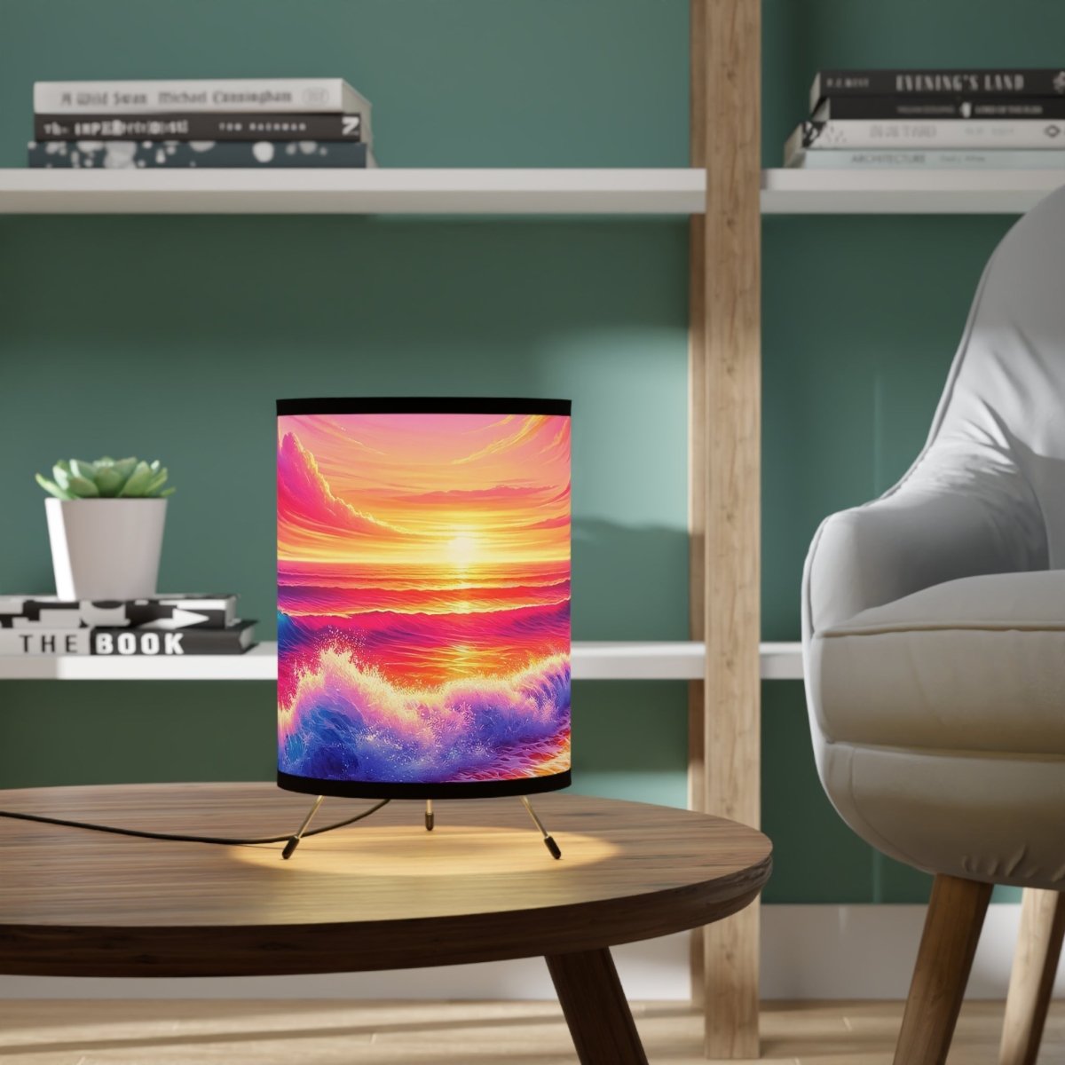 Tripod Lamp - Colorful Ocean Sunset Design 22382077308368443495 Earthbound Pacific