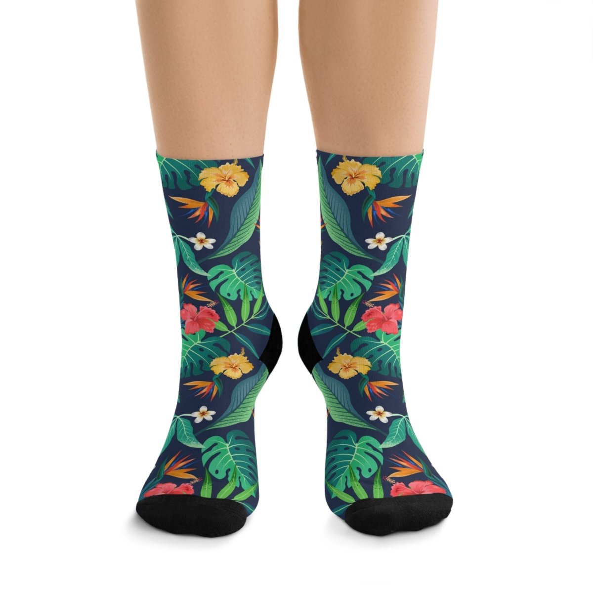 Tropical Flower Crew Socks - Recycled Poly Collection 30655834287158196940 Earthbound Pacific