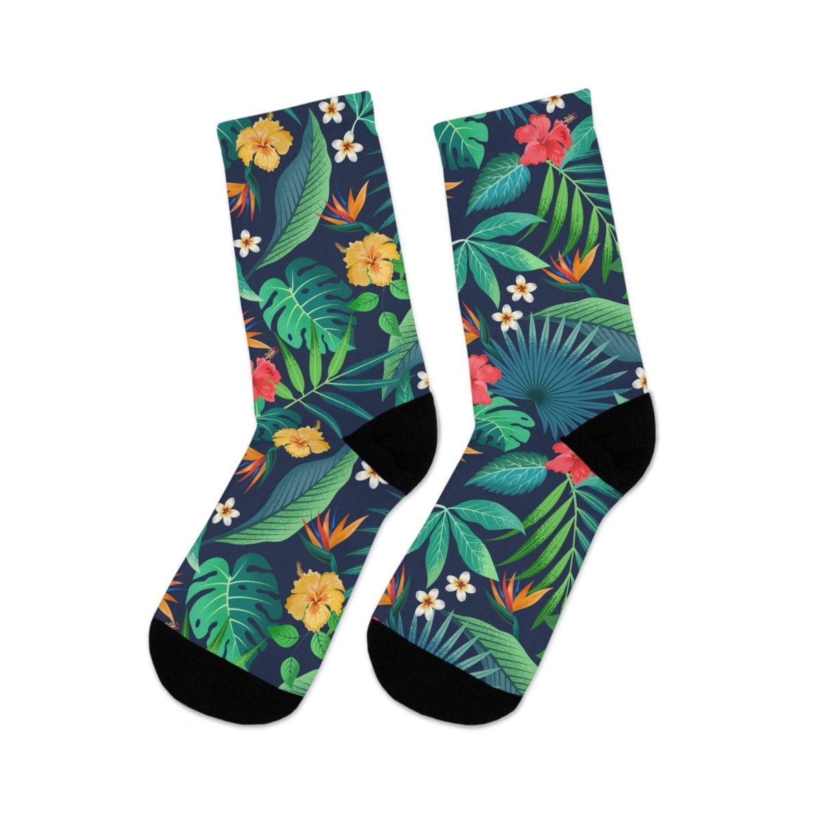 Tropical Flower Crew Socks - Recycled Poly Collection 30655834287158196940 Earthbound Pacific