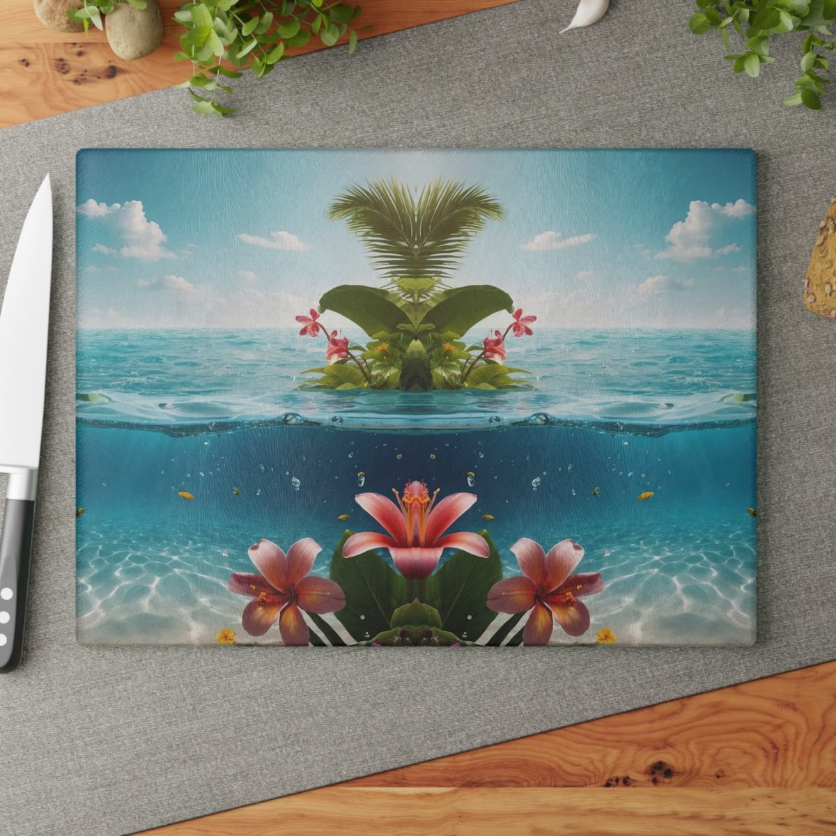 Tropical Paradise Glass Cutting Board - Coastal Vibes for Kitchen & Entertaining 57981983435652810043 Earthbound Pacific