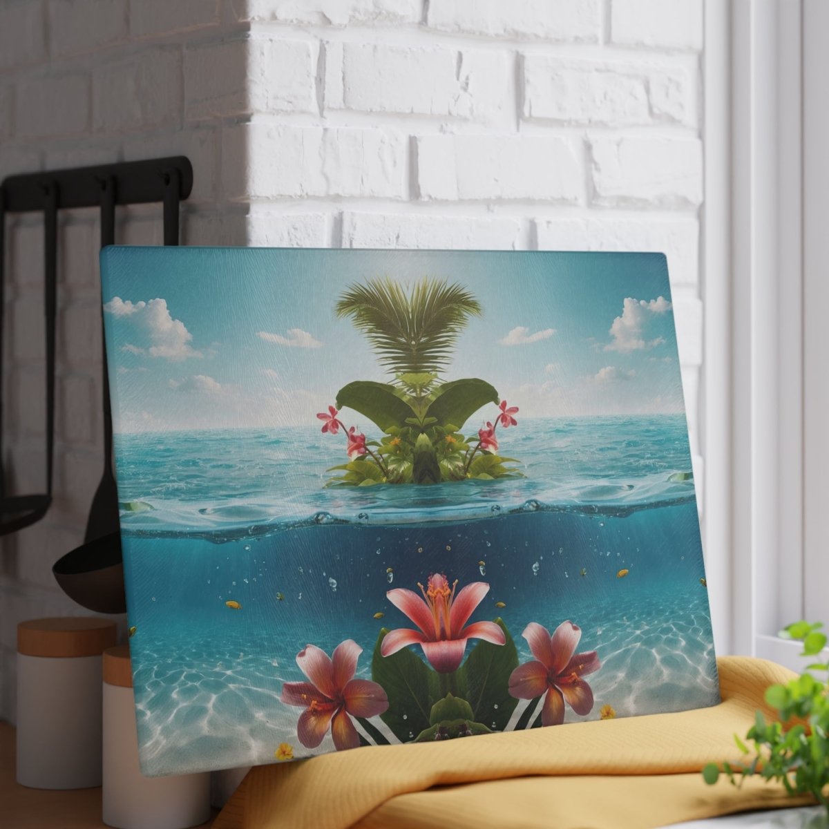 Tropical Paradise Glass Cutting Board - Coastal Vibes for Kitchen & Entertaining 21394577404880150016 Earthbound Pacific