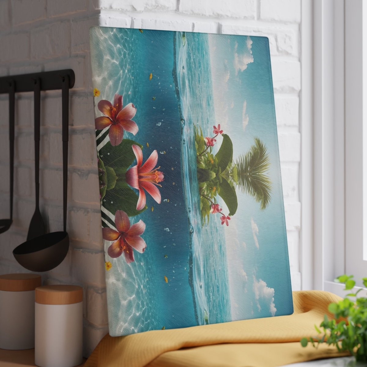 Tropical Paradise Glass Cutting Board - Coastal Vibes for Kitchen & Entertaining 21394577404880150016 Earthbound Pacific