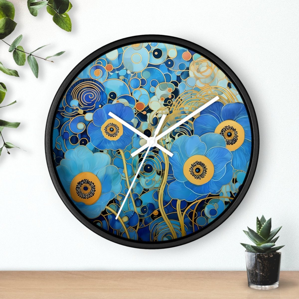 Vibrant Floral Wall Clock - Artistic Blue Flower Design for Home Decor 14945194345195217599 Earthbound Pacific