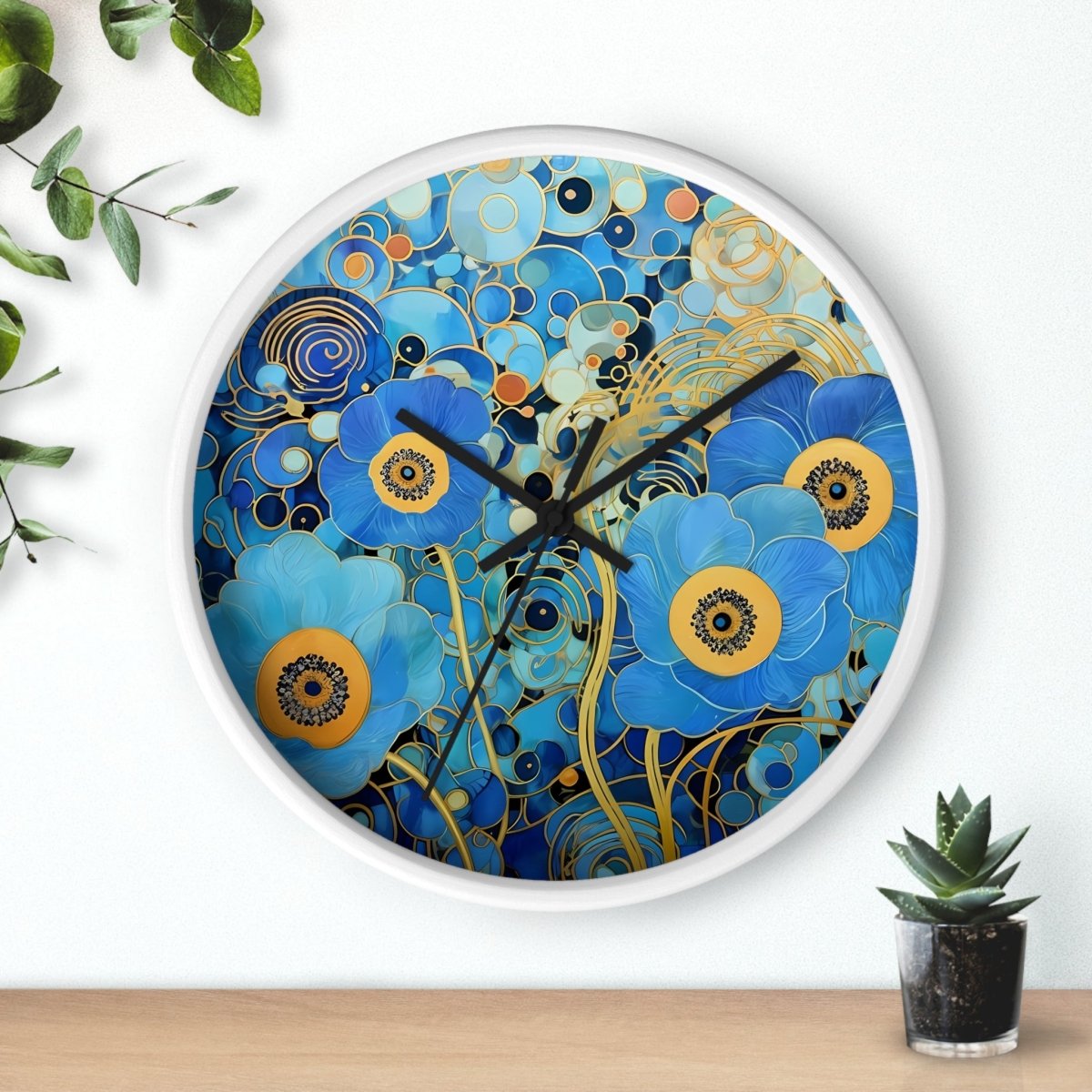 Vibrant Floral Wall Clock - Artistic Blue Flower Design for Home Decor 14945194345195217599 Earthbound Pacific