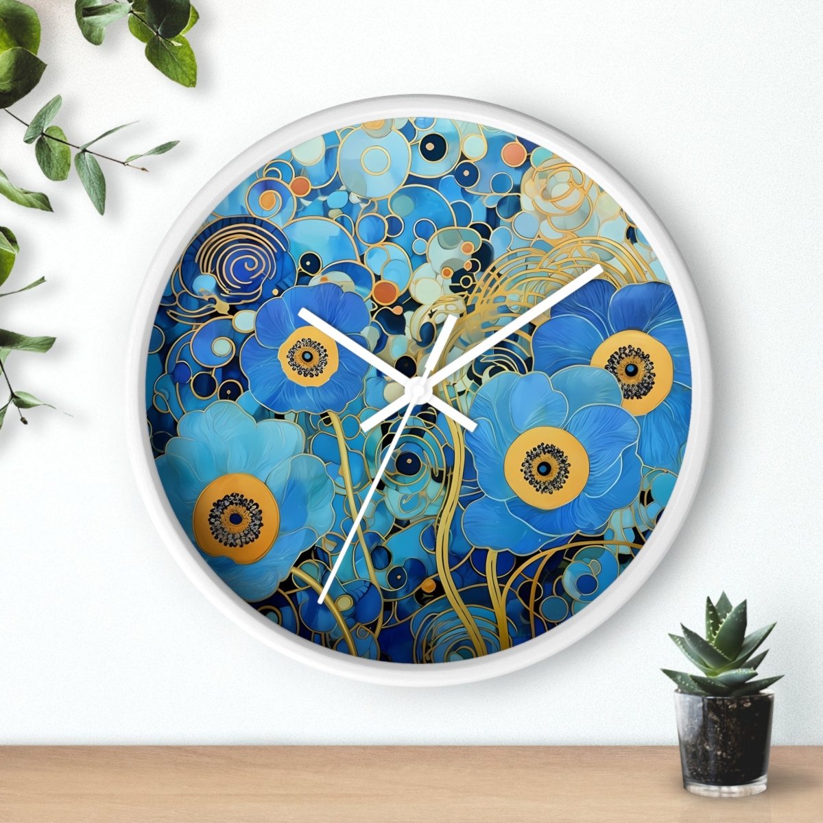 Vibrant Floral Wall Clock - Artistic Blue Flower Design for Home Decor 14945194345195217599 Earthbound Pacific