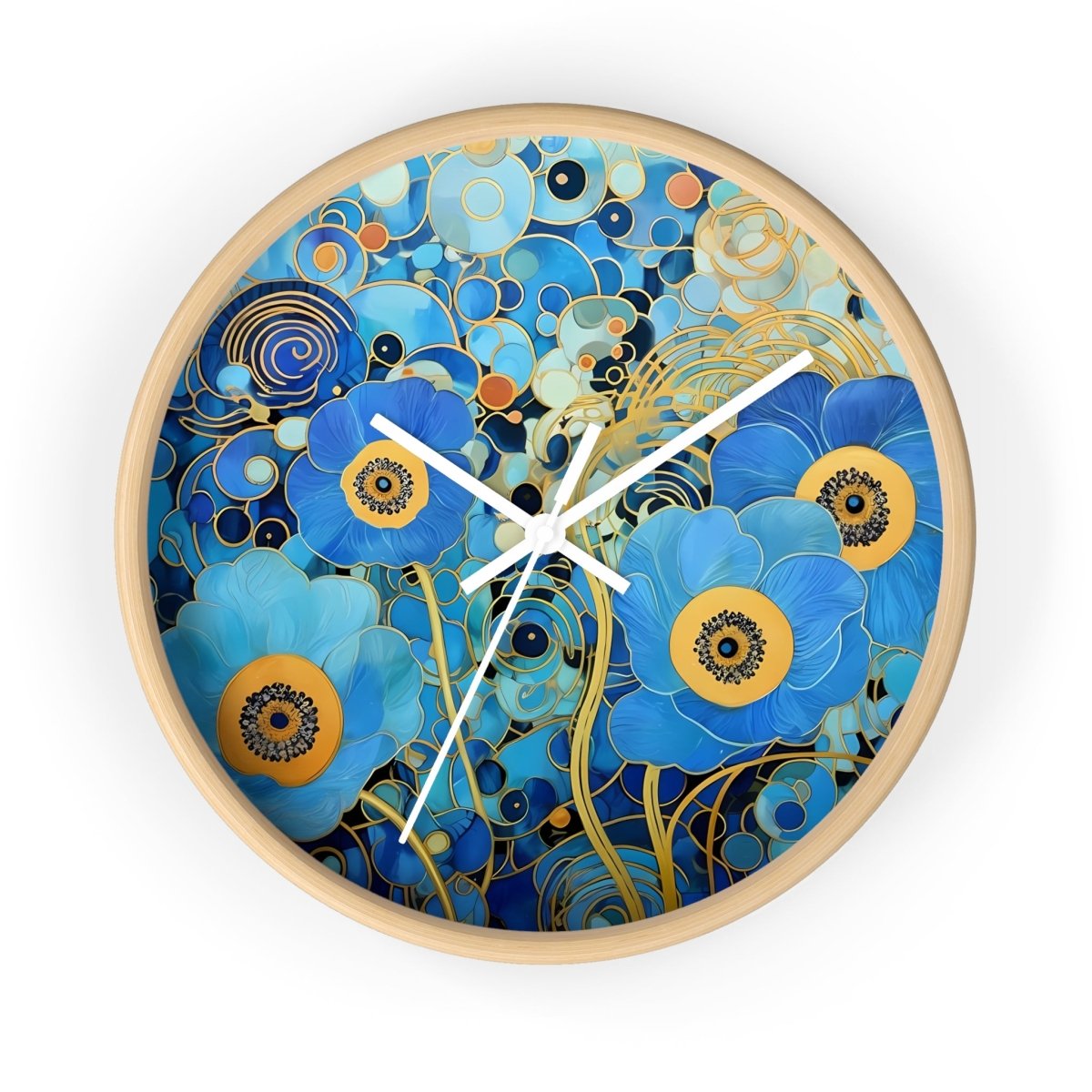 Vibrant Floral Wall Clock - Artistic Blue Flower Design for Home Decor 17776583517147020670 Earthbound Pacific