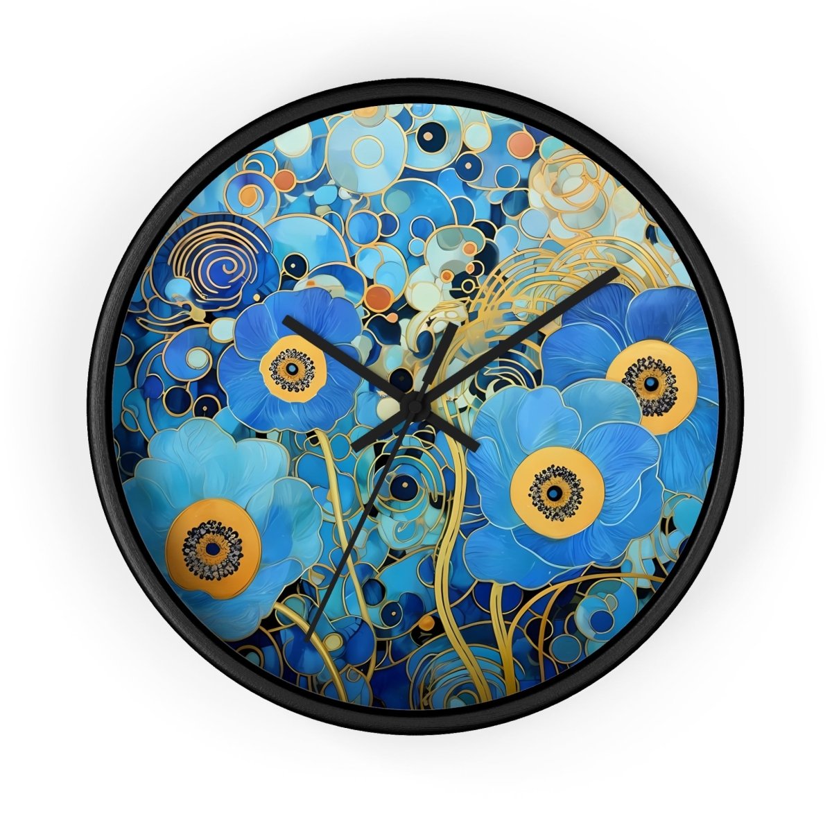 Vibrant Floral Wall Clock - Artistic Blue Flower Design for Home Decor 26990435283267735886 Earthbound Pacific