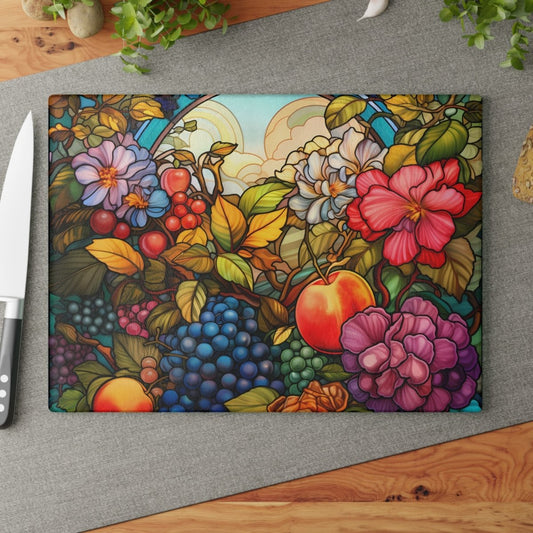 Vibrant Fruit Design Glass Cutting Board - Colorful Kitchen Decor 11505099036632955531 Earthbound Pacific