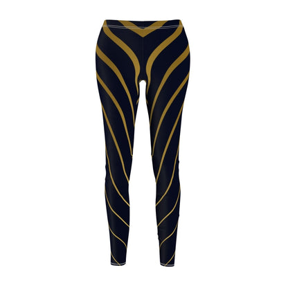 Women's Leggings - Black Gold Stripes - Earthbound Pacific