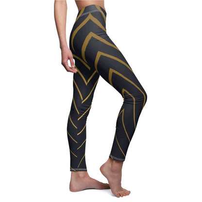 Women's Leggings - Black Gold Stripes - Earthbound Pacific