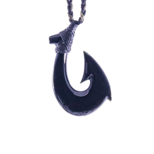 Black Jade Hawaiian Fish Hook Necklace - Earthbound Pacific