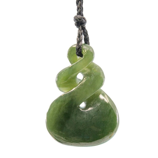 Dark Green Jade Maori Inspired Jade Pikorua Twist Necklace - Earthbound Pacific