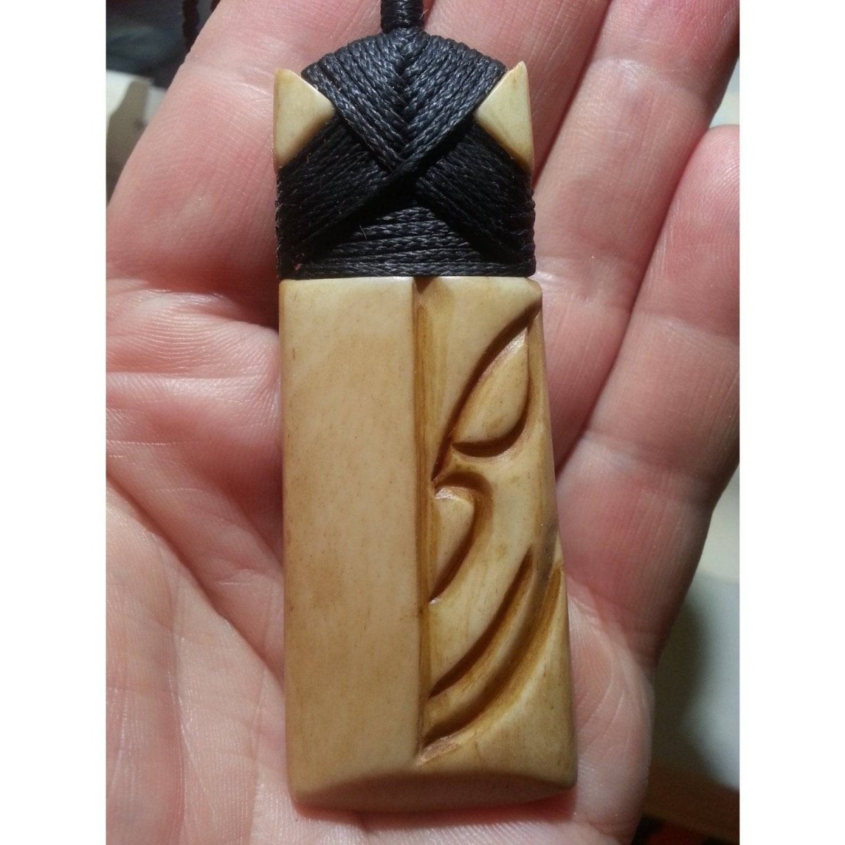 Hand Carved Aged Bone Maori Inspired Toki Strength Necklace - Extra Large - Earthbound Pacific